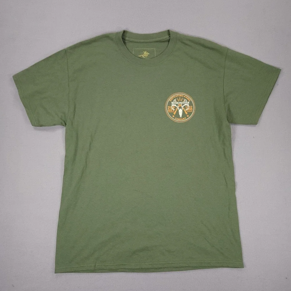 Mens Winchester Arms Company Skull Graphic Short Sleeve T-Shirt Large Green - Picture 3 of 7